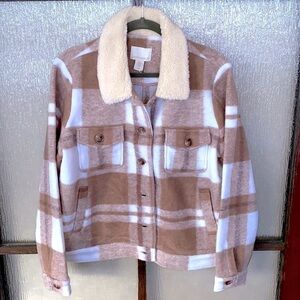 Cynthia Rowley cropped Sherpa collared Shacket size Xtra Large. NWT